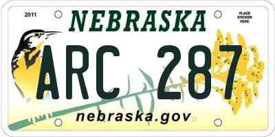NE license plate ARC287