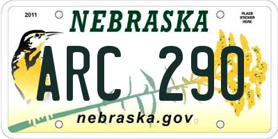 NE license plate ARC290