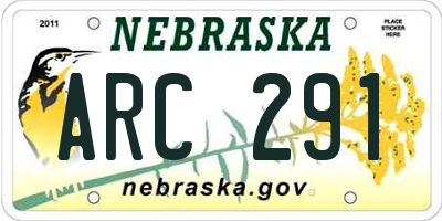 NE license plate ARC291
