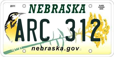 NE license plate ARC312