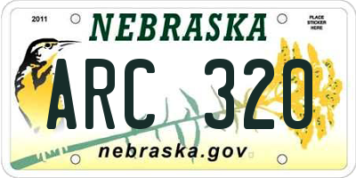 NE license plate ARC320