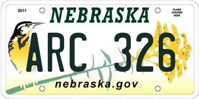 NE license plate ARC326