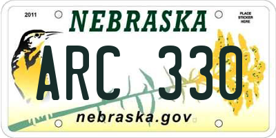 NE license plate ARC330