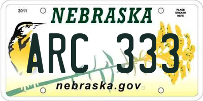 NE license plate ARC333