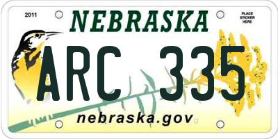 NE license plate ARC335