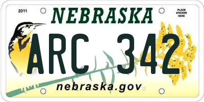 NE license plate ARC342