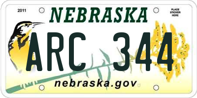 NE license plate ARC344