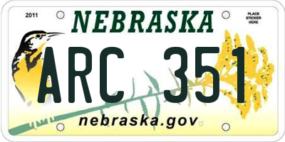 NE license plate ARC351