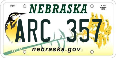 NE license plate ARC357