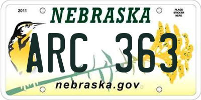 NE license plate ARC363