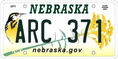 NE license plate ARC371