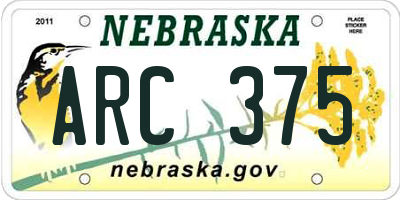 NE license plate ARC375