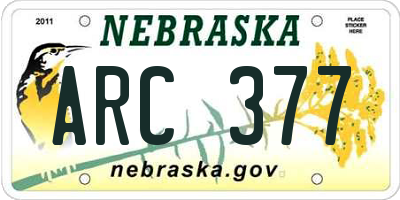 NE license plate ARC377