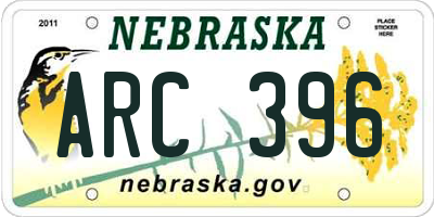 NE license plate ARC396