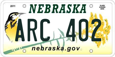 NE license plate ARC402