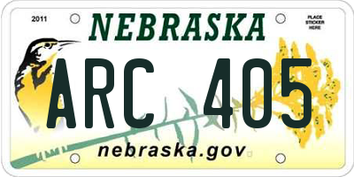 NE license plate ARC405