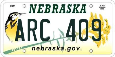NE license plate ARC409