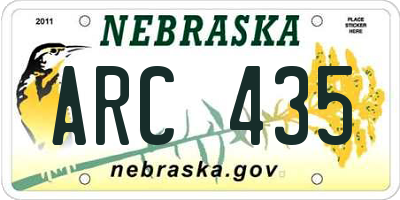 NE license plate ARC435