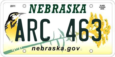 NE license plate ARC463