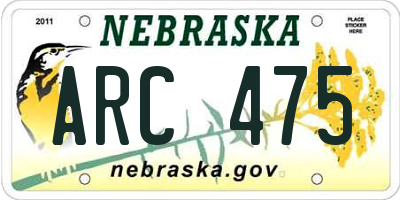 NE license plate ARC475