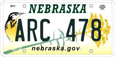 NE license plate ARC478