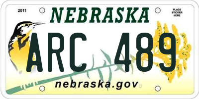 NE license plate ARC489