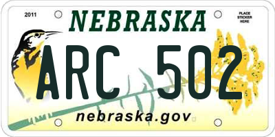 NE license plate ARC502