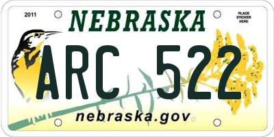 NE license plate ARC522