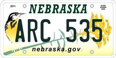 NE license plate ARC535