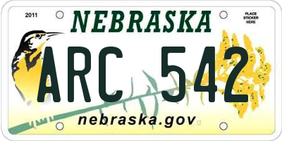 NE license plate ARC542