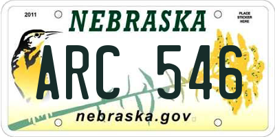 NE license plate ARC546
