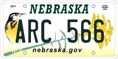 NE license plate ARC566