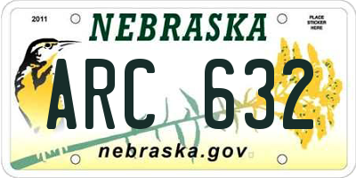 NE license plate ARC632