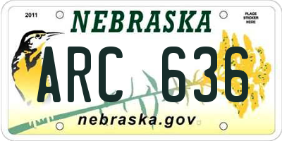 NE license plate ARC636