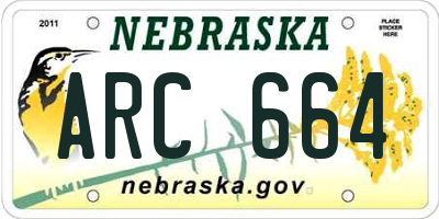 NE license plate ARC664