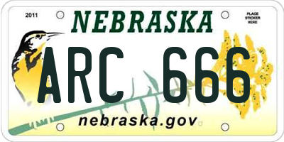 NE license plate ARC666
