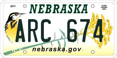 NE license plate ARC674