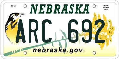 NE license plate ARC692