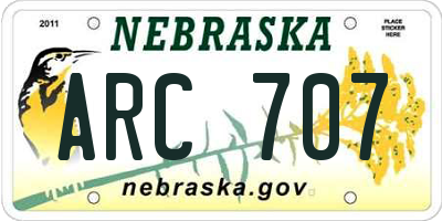 NE license plate ARC707