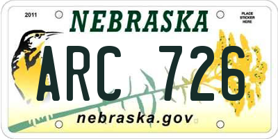 NE license plate ARC726