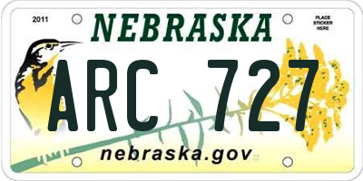 NE license plate ARC727