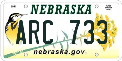 NE license plate ARC733