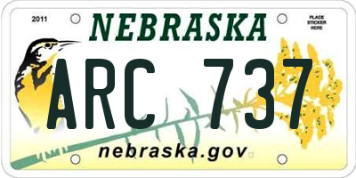 NE license plate ARC737