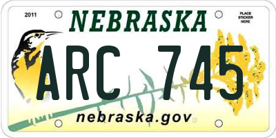 NE license plate ARC745