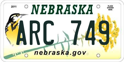 NE license plate ARC749