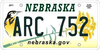 NE license plate ARC752