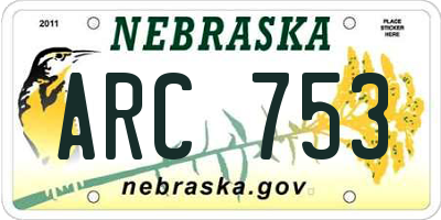 NE license plate ARC753