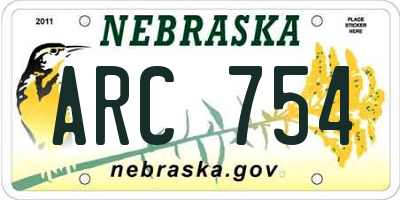 NE license plate ARC754