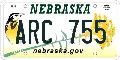 NE license plate ARC755