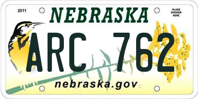 NE license plate ARC762